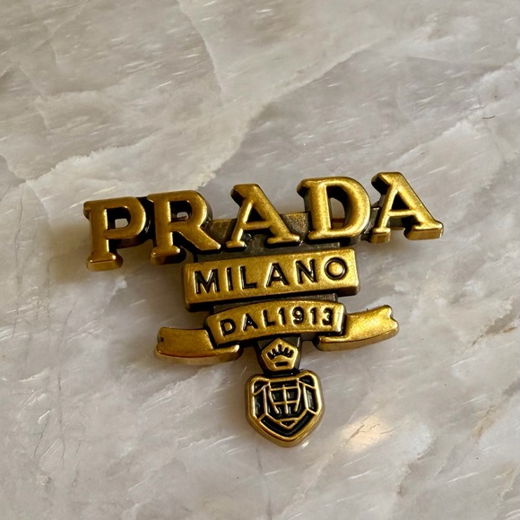 Prada Milano Dal 1913 Gold Brooch Pin Vintage Style